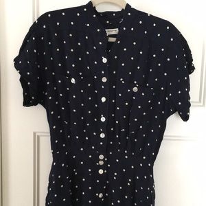 90s-Does-40s “Vintage” Button Front Dotted Dress